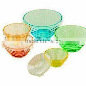 Glassware Dinner Set Plastic Lid Glass Storage Bowl