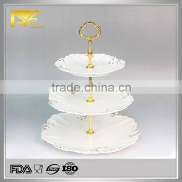 china supplier gold embossed wedding cake stand, multi-layer cake stand, porcelain cake stand
