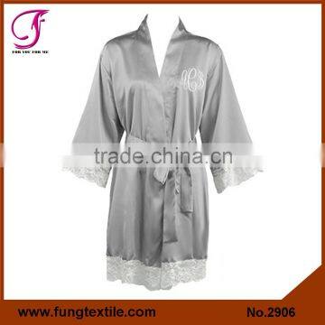 Fung 2906 Women Satin Wedding Lace Robe