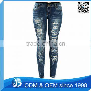 Custom Shredded Ripped Skinny Jeans For Girls