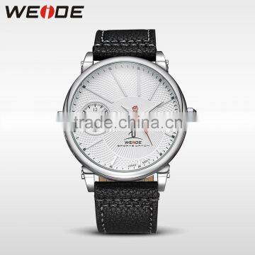 Man watches top 2016 stainless steel back water resistant genuine leather waterproof casual wrist watch