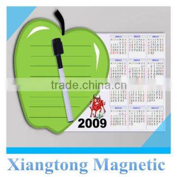 Green Apple Shaped Fridge Magnetic Notepad with Calendar/ Notepad with Magnets