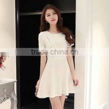 2016 Wholesale White Cotton Dress High-End Elegant Style