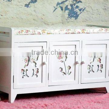 High quality pastoral solid wood furniture shoe rack bench