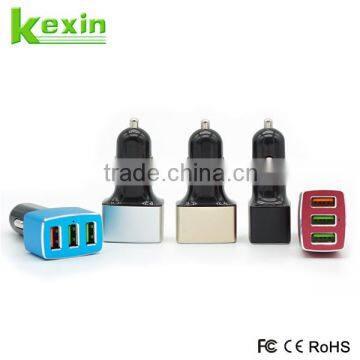 Multi colors 48W USB Car Charger 3 port quick charger 2.0 with LED Indicator