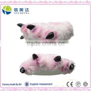 Soft 15" Pink Furry Tiger Plush Slippers, Medium Size photo-2