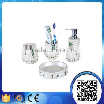 China cheap price 4 pcs modern sea shell bath set for bathroom accessories with soap dispenser