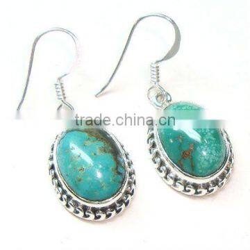 Indian Silver Earring, Tibetan Turquoise Earring, Fashion Earring