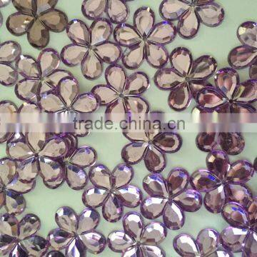 purple color flower design loose beads with hole for sewing on dress