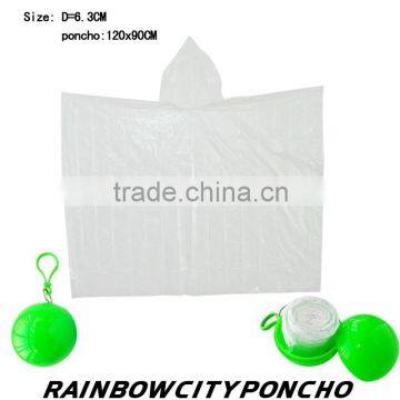 green color one time transparent raincoat poncho with customized logo printing