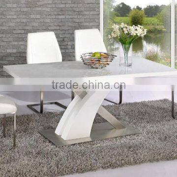 DT-2024 High Gloss Dining Table Set with 4 White Chairs