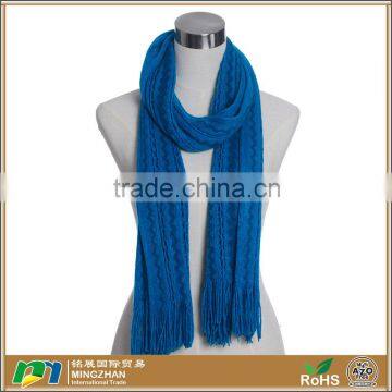 Womens Winter Blue Wave Patterns Crochet Stretch Knit Scarf Wholesale