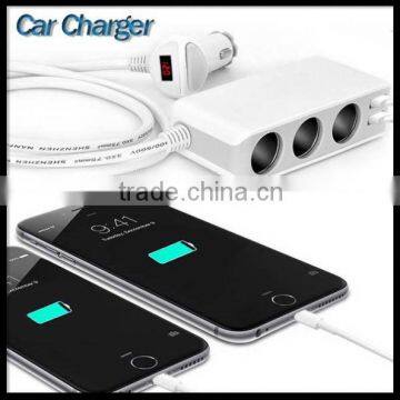 3 Cigarette DC Outlet Splitter Intelligent Balance Usb Car Charger