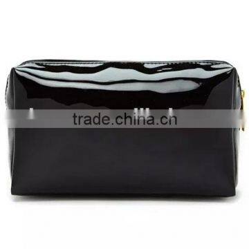 High Quality Black Mirror Leather Cosmetic Bag photo-3