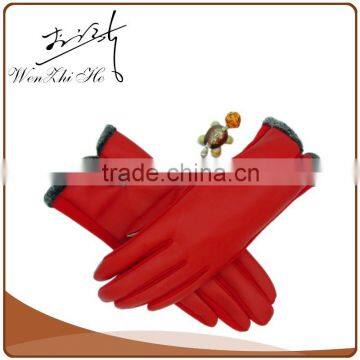 PU Leather Gloves Touch Screen Winter in Red Color