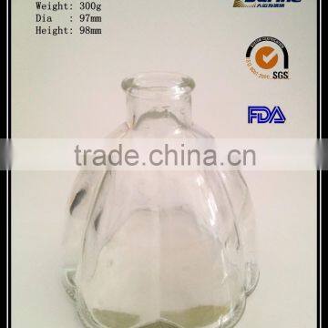 250ml 8oz clear art deco tapered-top glass vase/ honey jar/ syrup jar with cork cap