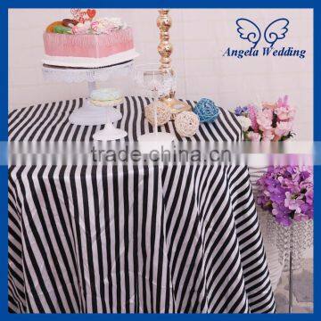 CL048B Wholesale 2016 elegant wedding black and white stripe satin table cloth