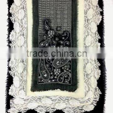 Fancy Beads Lace Wool Shawls12055 beads Lace 2