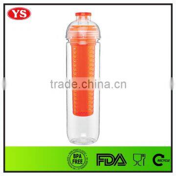 800ml clear single wall plastic fruit infuser sports bottle