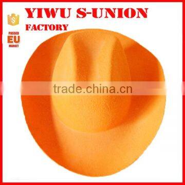 Custom non woven wool felt blaze orange cowboy hat