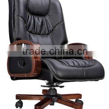 classic wooden swivel desk office chair with top leather