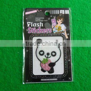 lovely panda gllitter powder mobile phone sticker customize