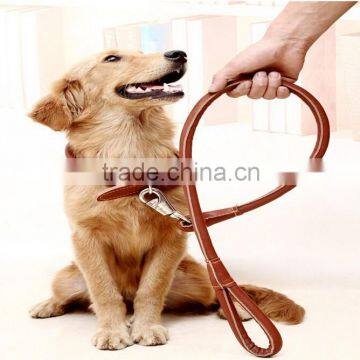 Fashion Long Flat Genuine Leather Dog Leashes