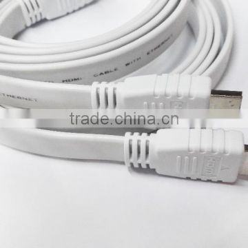 White flat HDMI cable with nickel plated 2M