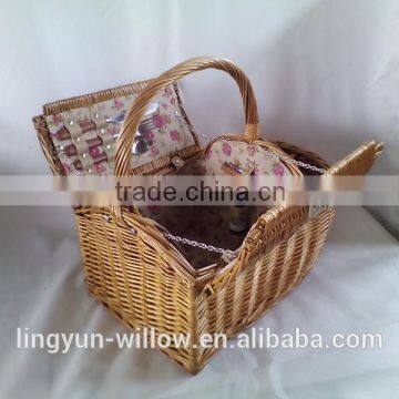 2 persons Folk Art Style and Basket Product Type willow hamper picnic basket with ice/cooler bag