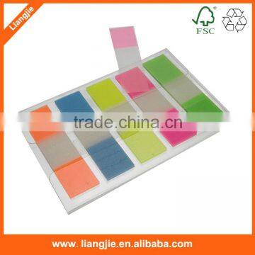 Hot sale customized half neon color transparent sticky note neon pet index set