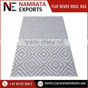 Custom Made Diamond Design Flat Weave Wool Rug Manufacturer