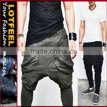 Super Drop Crotch Zippered Harem Baggy Sweatpants (LOTG149)