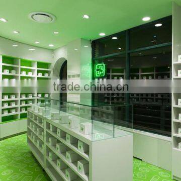 Green And White Color MDF Made Pharmacy Shelves photo-2