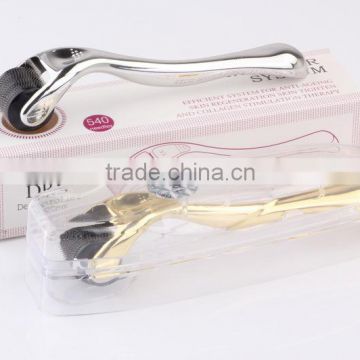 Microneedling Dermaroller NL-DRS540 Derma Roller Micorneedle With Gold Hanle Derma Micro Needle Roller For Skin Rejuvenation Anti-aging Treatment Beauty Derma Rolling System Face Roller For Acne Scars