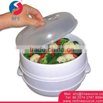 2 Tier Microwave Chinese Rice Noodle Portable Bun Vegetable Food Steamer