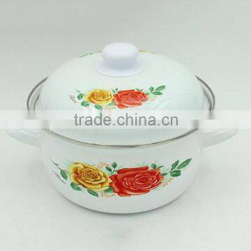 Flower Printed Enamel Casserole Enamel Cookware With Decoration