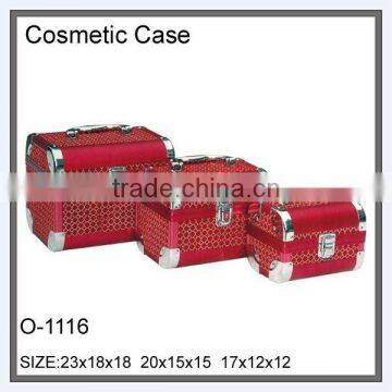 3pcs sets red large aluminum cosmetic case