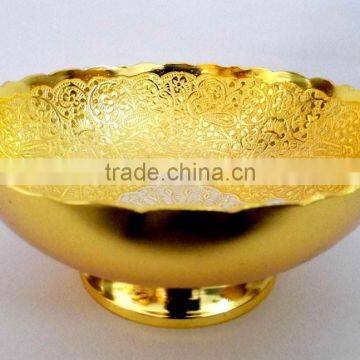 Gold and silver plated brass bowl for home decoration wedding gift