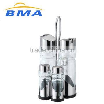 Wholesale 4 PCS Stainless Steel Condiment Set With Stainless Rack BSCI photo-2