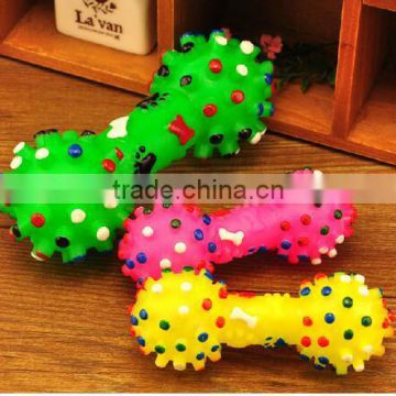 CY189 Colorful Mini Dotted Dumbbell Shaped Squeeze Squeaky Faux Bone Toys For Pet Dog Bite Game, Chien Juguetes Perros