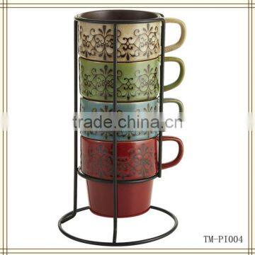 Hot Sale Metal Scroll Stacking Mugs