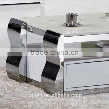 European Design Modern Mdf Stainless Steel Marble Top Coffee Table photo-2