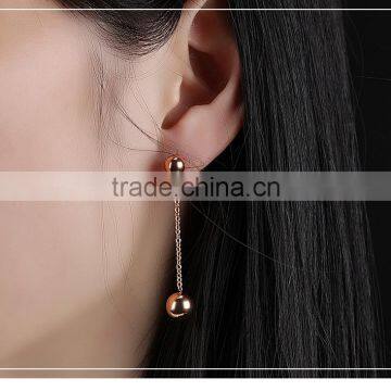 Simple Rose Gold Earring Designs for Women Tiny Long Chain Earrings Stainless Steel Earring photo-4