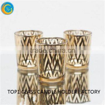 frosted votive holder Mercury Glass Gold Speckled Glass Candle Holders