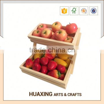 Fancy style 2 Tier wooden fruit basket display rack