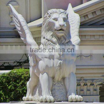 Large Animal Stone Carving Marble Life Size Winged Lion Statue WLSM-4001