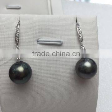 Modern Designs 11-12mm Black Tahitian Pearl Earrings