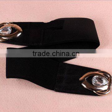 Wholesale Teardrop Crystal Inlaid Flower Pattern Alloy Buckle Sex Women Lady Wide PU Waist Belt photo-4