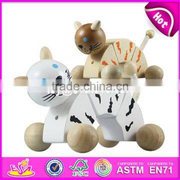 Top sale mini animals car wooden toys for 1 year old W04A049