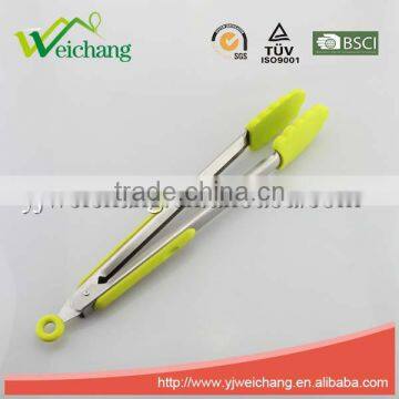 WCE23 Premium Comfort Stainless Steel Locking Kitchen Tongs Food Tongs with Heat Resistant Silicone Heads, Good Grip